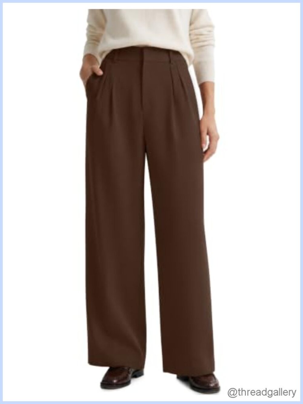 Wide Leg Dress Pants Crepe Office Work Trousers with Pockets